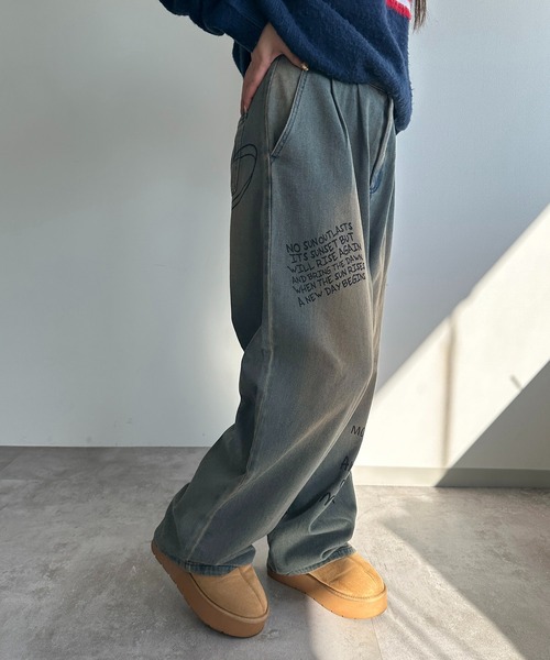 apres jour mignon（アプレジュールミニョン）の「【apres jour mignon SOIE】落書きオーバーダイデニム【ZOZOTOWN限定アイテム】（デニムパンツ・レディース・インディゴブルー/ブルー・MEDIUM/LARGE/X-LARGE/SMALL）」の6枚目の写真