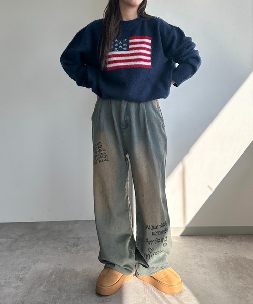 apres jour mignon（アプレジュールミニョン）の「【apres jour mignon SOIE】落書きオーバーダイデニム【ZOZOTOWN限定アイテム】（デニムパンツ・レディース・インディゴブルー/ブルー・MEDIUM/LARGE/X-LARGE/SMALL）」の11枚目の写真