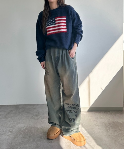 apres jour mignon（アプレジュールミニョン）の「【apres jour mignon SOIE】落書きオーバーダイデニム【ZOZOTOWN限定アイテム】（デニムパンツ・レディース・インディゴブルー/ブルー・MEDIUM/LARGE/X-LARGE/SMALL）」の12枚目の写真