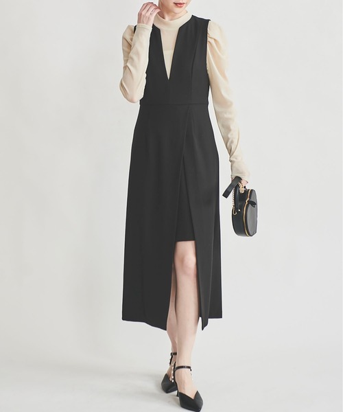 31 Sons de mode（トランテアン　ソン　ドゥ　モード）の「レイヤードペンシルジャンスカ（ジャンパースカート・レディース・ブラック/グレー・38/36）」の2枚目の写真