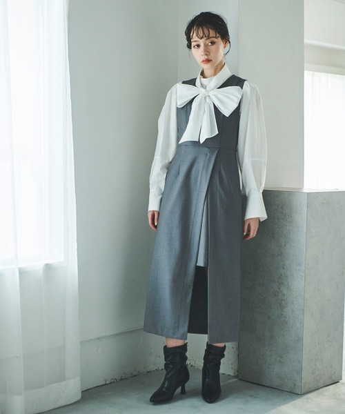 31 Sons de mode（トランテアン　ソン　ドゥ　モード）の「レイヤードペンシルジャンスカ（ジャンパースカート・レディース・ブラック/グレー・38/36）」の5枚目の写真