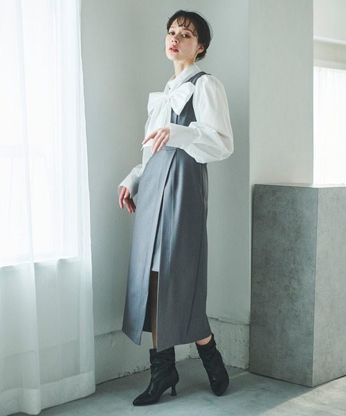 31 Sons de mode（トランテアン　ソン　ドゥ　モード）の「レイヤードペンシルジャンスカ（ジャンパースカート・レディース・ブラック/グレー・38/36）」の6枚目の写真