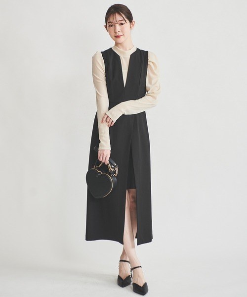 31 Sons de mode（トランテアン　ソン　ドゥ　モード）の「レイヤードペンシルジャンスカ（ジャンパースカート・レディース・ブラック/グレー・38/36）」の3枚目の写真