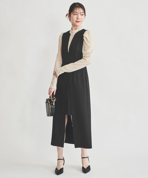 31 Sons de mode（トランテアン　ソン　ドゥ　モード）の「レイヤードペンシルジャンスカ（ジャンパースカート・レディース・ブラック/グレー・38/36）」の4枚目の写真