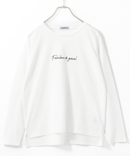Mac-House(マックハウス)の「T-GRAPHICS フロント刺繍長袖Tシャツ ロンT(Tシャツ/カットソー・レディース・ブルー系その他/ホワイト/ブラック・M/L)」の4枚目の写真