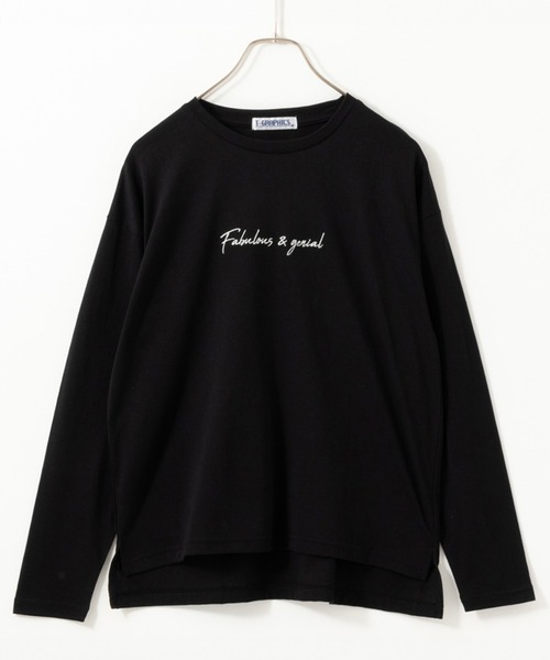 Mac-House(マックハウス)の「T-GRAPHICS フロント刺繍長袖Tシャツ ロンT(Tシャツ/カットソー・レディース・ブルー系その他/ホワイト/ブラック・M/L)」の5枚目の写真