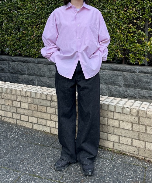 flaner（フラネ）の「Loose stripe shirt / ルーズストライプシャツ（シャツ/ブラウス・レディース・サックスブルー/ピンク・LARGE/MEDIUM）」の17枚目の写真