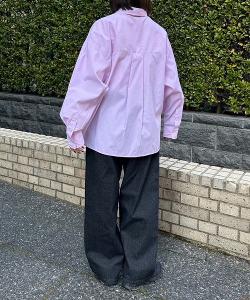 flaner（フラネ）の「Loose stripe shirt / ルーズストライプシャツ（シャツ/ブラウス・レディース・サックスブルー/ピンク・LARGE/MEDIUM）」の19枚目の写真