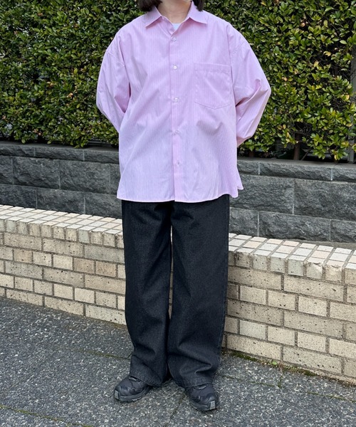 flaner（フラネ）の「Loose stripe shirt / ルーズストライプシャツ（シャツ/ブラウス・レディース・サックスブルー/ピンク・LARGE/MEDIUM）」の20枚目の写真
