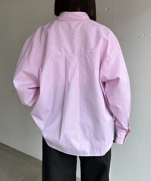 flaner（フラネ）の「Loose stripe shirt / ルーズストライプシャツ（シャツ/ブラウス・レディース・サックスブルー/ピンク・LARGE/MEDIUM）」の15枚目の写真