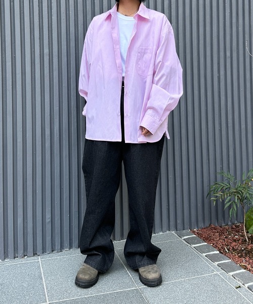 flaner（フラネ）の「Loose stripe shirt / ルーズストライプシャツ（シャツ/ブラウス・レディース・サックスブルー/ピンク・LARGE/MEDIUM）」の21枚目の写真