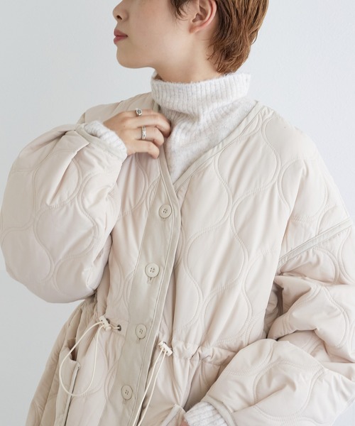 w closet（ダブルクローゼット）の「ひょうたんキルティングジャケット（テーラードジャケット・レディース・キナリ/カーキ/ブラック・FREE）」の10枚目の写真