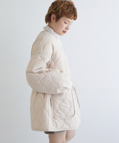 w closet（ダブルクローゼット）の「ひょうたんキルティングジャケット（テーラードジャケット・レディース・キナリ/カーキ/ブラック・FREE）」の11枚目の写真