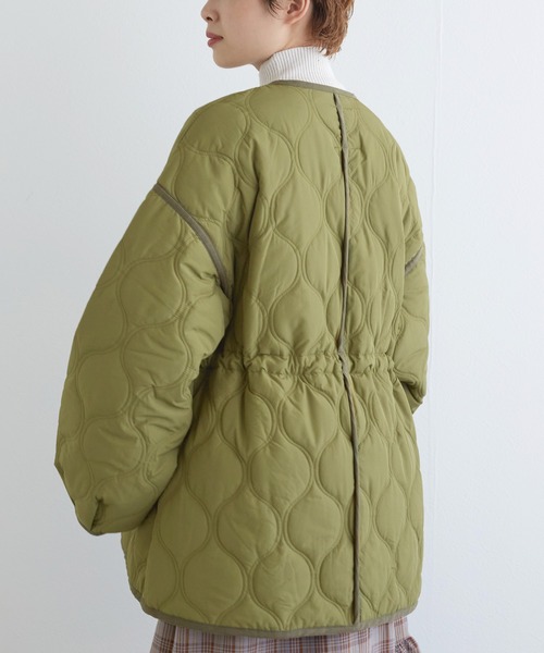 w closet（ダブルクローゼット）の「ひょうたんキルティングジャケット（テーラードジャケット・レディース・キナリ/カーキ/ブラック・FREE）」の16枚目の写真