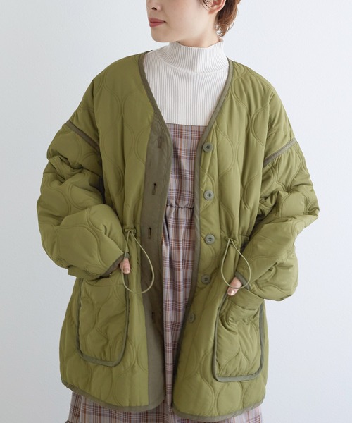 w closet（ダブルクローゼット）の「ひょうたんキルティングジャケット（テーラードジャケット・レディース・キナリ/カーキ/ブラック・FREE）」の20枚目の写真