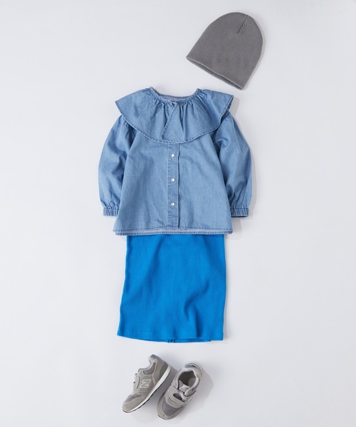 CIAOPANIC TYPY（チャオパニックティピー）の「【WEB限定】【KIDS】フリルカラーブラウス（シャツ/ブラウス・キッズ・サックスブルー/ネイビー・SMALL/MEDIUM/LARGE/X-LARGE/XX-LARGE）」の4枚目の写真