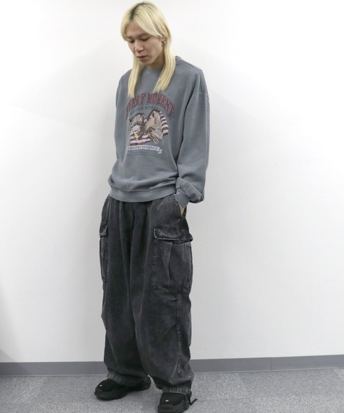 Starting Over（スターティングオーバー）の「裏毛 ピグメント加工 プリント クルーネック トレーナー/スウェット/プルオーバー（スウェット・メンズ・チャコールグレー/ブラック/ブラック系その他2/グレー系その他2/ブラック系その他/グレー系その他・M/L/XL）」の7枚目の写真