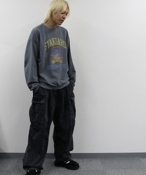 Starting Over（スターティングオーバー）の「裏毛 ピグメント加工 プリント クルーネック トレーナー/スウェット/プルオーバー（スウェット・メンズ・チャコールグレー/ブラック/ブラック系その他2/グレー系その他2/ブラック系その他/グレー系その他・M/L/XL）」の14枚目の写真