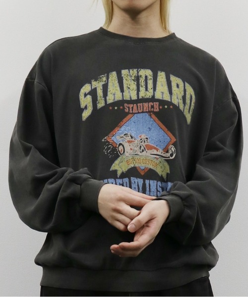 Starting Over（スターティングオーバー）の「裏毛 ピグメント加工 プリント クルーネック トレーナー/スウェット/プルオーバー（スウェット・メンズ・チャコールグレー/ブラック/ブラック系その他2/グレー系その他2/ブラック系その他/グレー系その他・M/L/XL）」の18枚目の写真