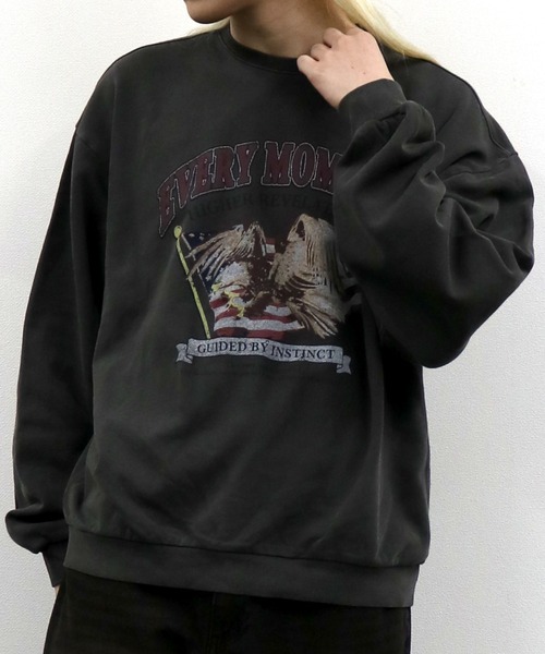 Starting Over（スターティングオーバー）の「裏毛 ピグメント加工 プリント クルーネック トレーナー/スウェット/プルオーバー（スウェット・メンズ・チャコールグレー/ブラック/ブラック系その他2/グレー系その他2/ブラック系その他/グレー系その他・M/L/XL）」の19枚目の写真