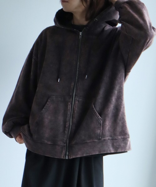 welise（ウェライズ）の「【welise/ウェライズ】”インラインリミテッドカラー” ヘビーウェイトコットン/ケミカルオーバーダイスウェット ジップアップパーカー（パーカー・メンズ・ブラック/グレー/ブラウン/ブルー系その他/ワイン・S/M/L）」の15枚目の写真