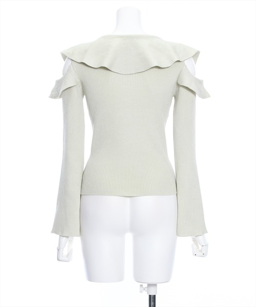 clear（クリア）の「肩開きビッグカラー長袖ニットトップス［ヘルシー 大人 フェミニン］≪再入荷≫（ニット/セーター・レディース・ミント/オフホワイト/ブラック/サックスブルー・F）」の8枚目の写真