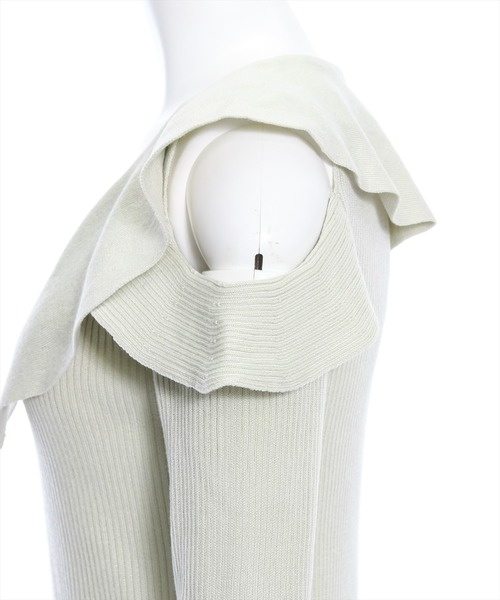 clear（クリア）の「肩開きビッグカラー長袖ニットトップス［ヘルシー 大人 フェミニン］≪再入荷≫（ニット/セーター・レディース・ミント/オフホワイト/ブラック/サックスブルー・F）」の10枚目の写真