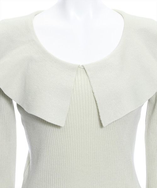 clear（クリア）の「肩開きビッグカラー長袖ニットトップス［ヘルシー 大人 フェミニン］≪再入荷≫（ニット/セーター・レディース・ミント/オフホワイト/ブラック/サックスブルー・F）」の12枚目の写真