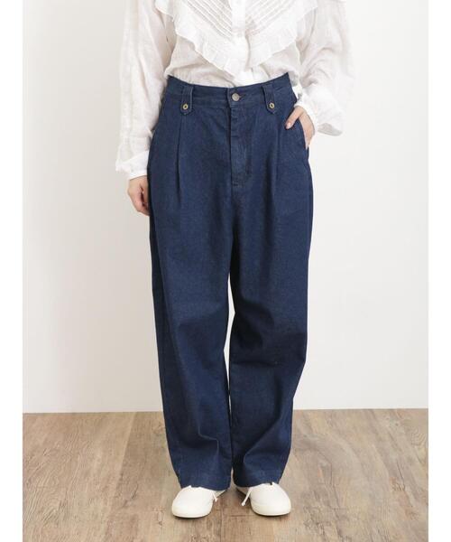 Samansa Mos2（サマンサ モスモス）の「【S/Lサイズ WEB限定】デニム/ツイルカーブパンツ（デニムパンツ・レディース・ネイビー/オフホワイト/サックスブルー・L/S/M）」の21枚目の写真