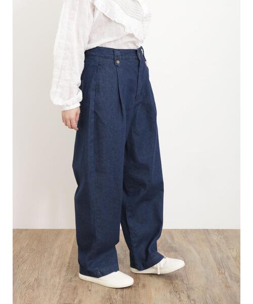 Samansa Mos2（サマンサ モスモス）の「【S/Lサイズ WEB限定】デニム/ツイルカーブパンツ（デニムパンツ・レディース・ネイビー/オフホワイト/サックスブルー・L/S/M）」の22枚目の写真