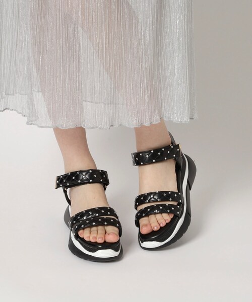ESPERANZA(エスペランサ)の「ラインストーンスポサン(サンダル・レディース・ベージュ/ブラック・S/M/L/LL)」の1枚目の写真