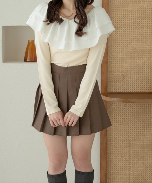Ambre Neige（アンブルネージュ）の「multi way frill tops / マルチウェイフリルトップス（Tシャツ/カットソー・レディース・アイボリー/ベビーピンク/ライトグレー・FREE）」の5枚目の写真