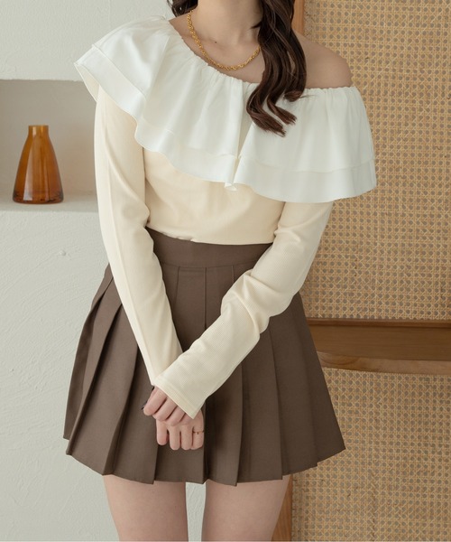 Ambre Neige（アンブルネージュ）の「multi way frill tops / マルチウェイフリルトップス（Tシャツ/カットソー・レディース・アイボリー/ベビーピンク/ライトグレー・FREE）」の8枚目の写真