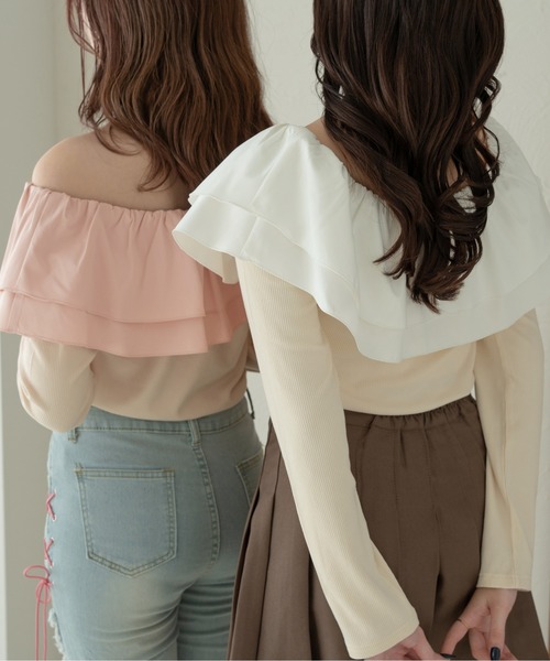 Ambre Neige（アンブルネージュ）の「multi way frill tops / マルチウェイフリルトップス（Tシャツ/カットソー・レディース・アイボリー/ベビーピンク/ライトグレー・FREE）」の18枚目の写真