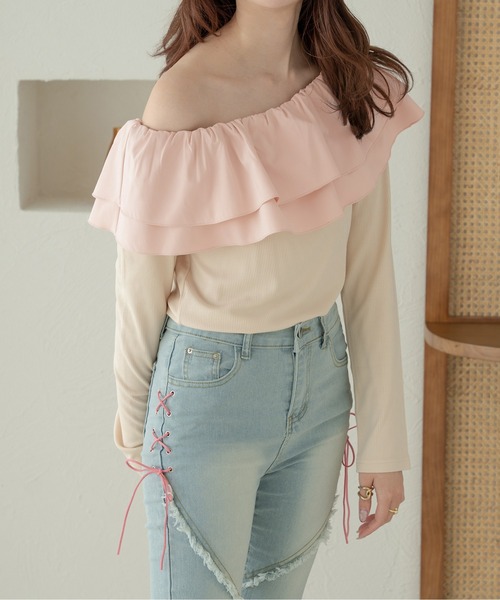 Ambre Neige（アンブルネージュ）の「multi way frill tops / マルチウェイフリルトップス（Tシャツ/カットソー・レディース・アイボリー/ベビーピンク/ライトグレー・FREE）」の22枚目の写真
