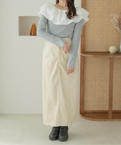 Ambre Neige（アンブルネージュ）の「multi way frill tops / マルチウェイフリルトップス（Tシャツ/カットソー・レディース・アイボリー/ベビーピンク/ライトグレー・FREE）」の9枚目の写真