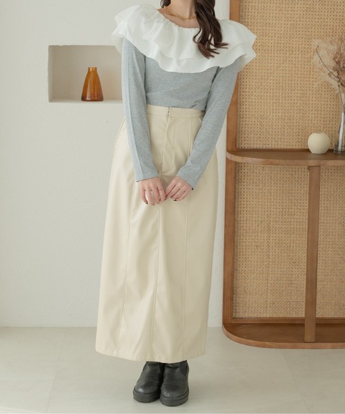 Ambre Neige（アンブルネージュ）の「multi way frill tops / マルチウェイフリルトップス（Tシャツ/カットソー・レディース・アイボリー/ベビーピンク/ライトグレー・FREE）」の11枚目の写真