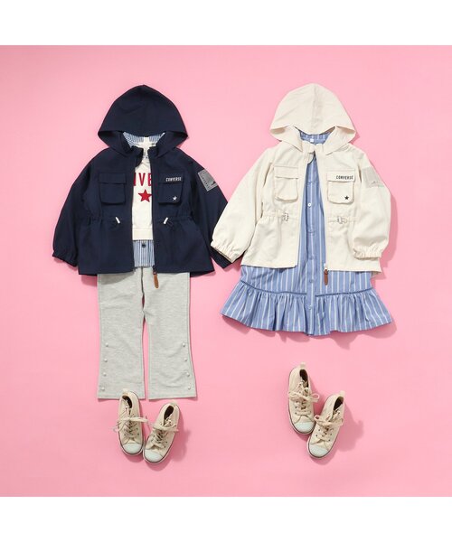 CONVERSE（コンバース）の「CONVERSE シャツレイヤードトップス（Tシャツ/カットソー・キッズ・アイボリー/グレー・80/90/100/110/120/130/140）」の7枚目の写真