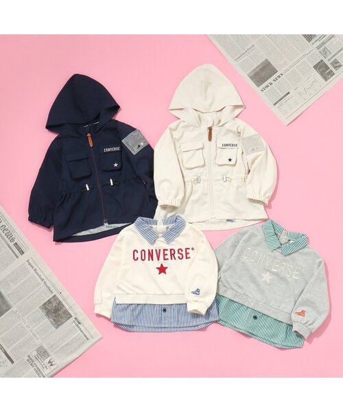 CONVERSE（コンバース）の「CONVERSE シャツレイヤードトップス（Tシャツ/カットソー・キッズ・アイボリー/グレー・80/90/100/110/120/130/140）」の8枚目の写真
