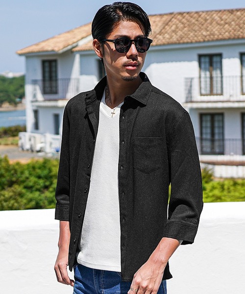 SOMEDIFF(サムディフ)の「楊柳パナマカラーシャツ メンズ 7分袖 長袖 スリムフィットシャツ セットアップ 春服(シャツ/ブラウス・メンズ・ブラック/グリーン/ベージュ/ブラック系その他/グリーン系その他/ベージュ系その他・M/XL/L)」の16枚目の写真