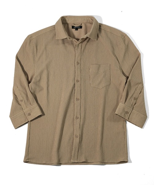 SOMEDIFF(サムディフ)の「楊柳パナマカラーシャツ メンズ 7分袖 長袖 スリムフィットシャツ セットアップ 春服(シャツ/ブラウス・メンズ・ブラック/グリーン/ベージュ/ブラック系その他/グリーン系その他/ベージュ系その他・M/XL/L)」の9枚目の写真