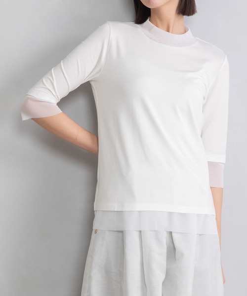 MARECHAL TERRE(マルシャルテル)の「チュールレイヤードプルオーバー(Tシャツ/カットソー・レディース・ホワイト/ライトグレー/ブラック/ブルー × パープル・MEDIUM)」の2枚目の写真