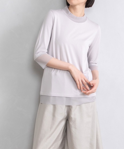 MARECHAL TERRE(マルシャルテル)の「チュールレイヤードプルオーバー(Tシャツ/カットソー・レディース・ホワイト/ライトグレー/ブラック/ブルー × パープル・MEDIUM)」の3枚目の写真