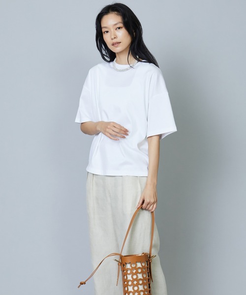 1er Arrondissement（プルミエアロンディスモン）の「コットンスムースＴシャツ（Tシャツ/カットソー・レディース・オフホワイト/チャコールグレー/ブラック・FREE）」の4枚目の写真