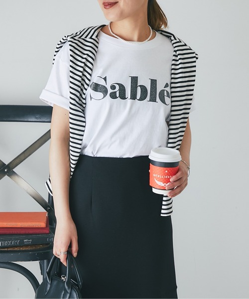 un dix cors（アンディコール）の「Sable箔プリントTee（Tシャツ/カットソー・レディース・ホワイト/ブラック・FREE）」の11枚目の写真