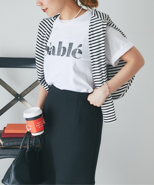 un dix cors（アンディコール）の「Sable箔プリントTee（Tシャツ/カットソー・レディース・ホワイト/ブラック・FREE）」の10枚目の写真