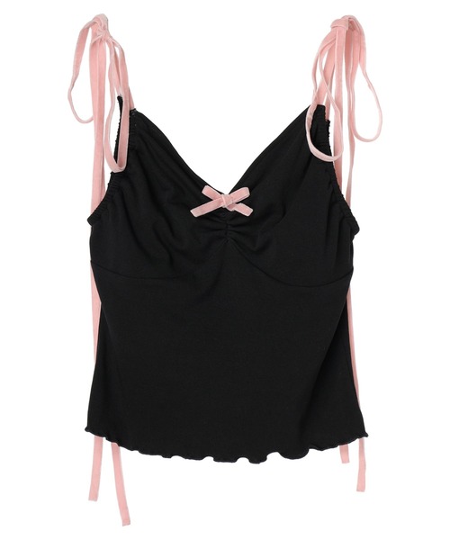 DURAS（デュラス）の「Velour ribbon cammy（キャミソール・レディース・イエロー/ブラック・FREE）」の3枚目の写真