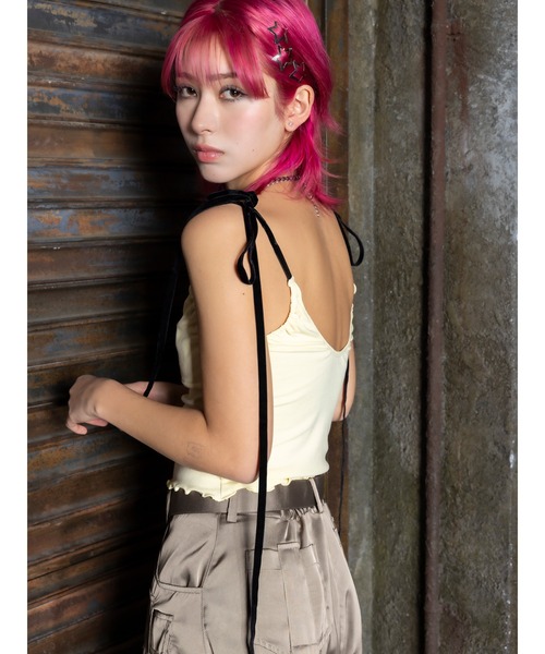 DURAS（デュラス）の「Velour ribbon cammy（キャミソール・レディース・イエロー/ブラック・FREE）」の13枚目の写真
