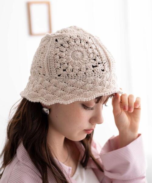 WEGO（ウィゴー）の「WEGO/クロシェニットハット（ハット・レディース・その他1/ブラック/オフホワイト・FREE）」の11枚目の写真