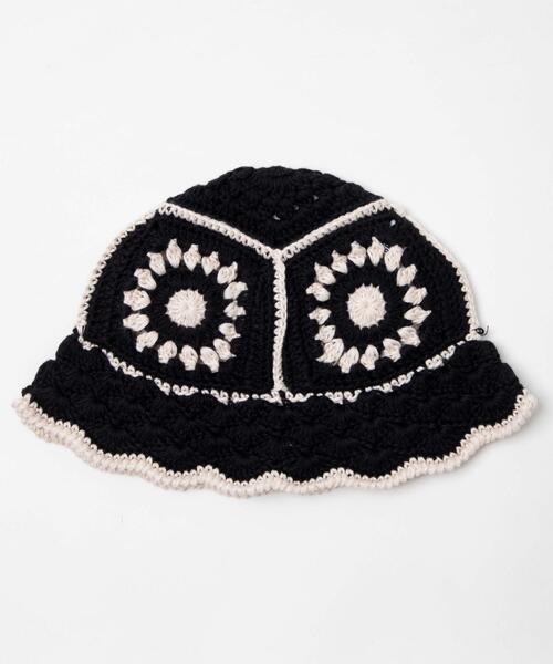 WEGO（ウィゴー）の「WEGO/クロシェニットハット（ハット・レディース・その他1/ブラック/オフホワイト・FREE）」の4枚目の写真